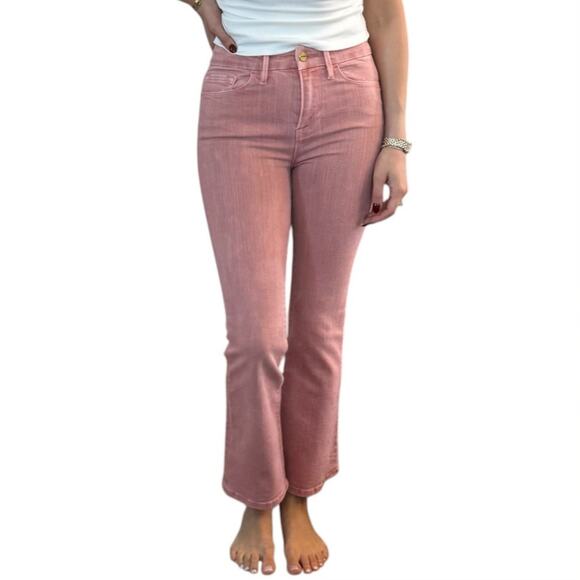 FRAME Denim Le Crop Mini Boot Bootcut Jeans Mid‑Rise Peony Pink Size 25 - Picture 1 of 12